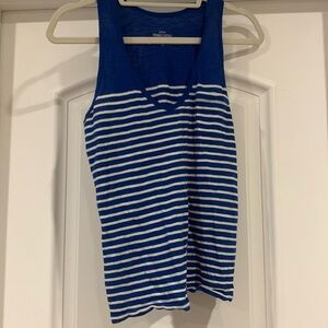 J. Crew Vintage Cotton Royal Blue and White Striped Tank